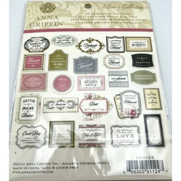 Anna Griffin Elenor Collection 3D Stickers Die Cuts Sentiments 3 pc Lot Retired - Picture 10 of 11